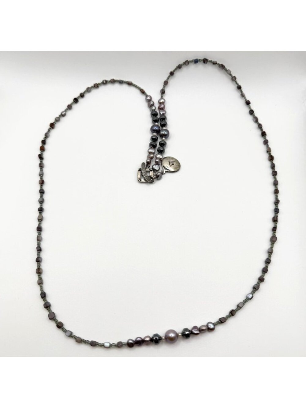 Silpada 925 Sterling Silver Hematite Glass Grey Pearl Shell Necklace